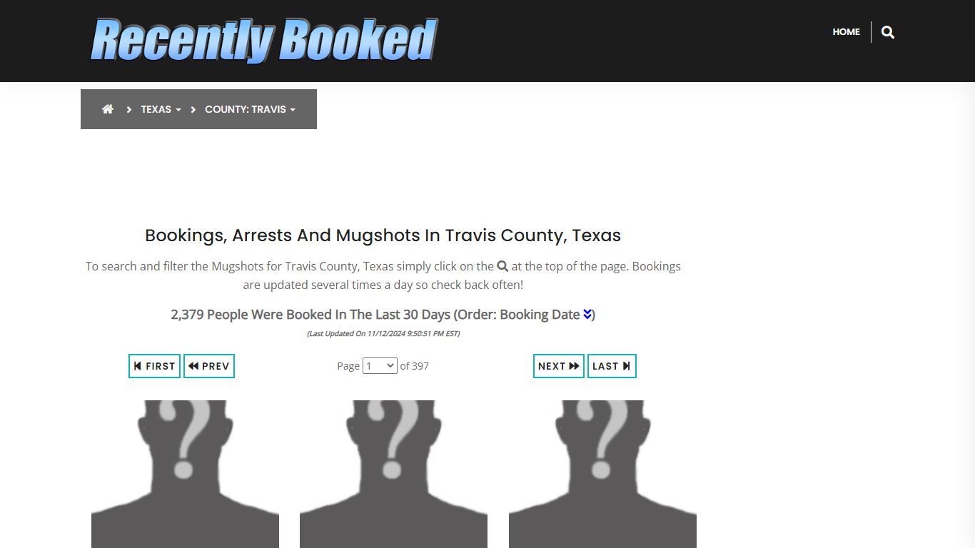 Bookings, Arrests and Mugshots in Travis County, Texas - Recently Booked